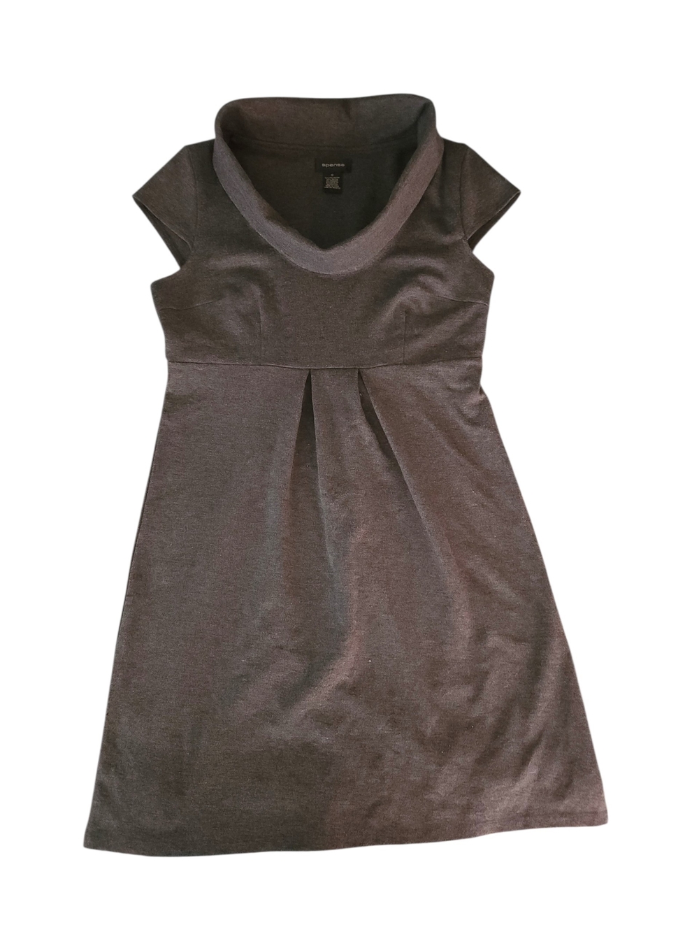 Spense Charcoal Gray Cowl Neck Cap Sleeve Empire Waist